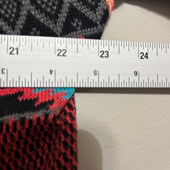 Rue 21 Women's Cardigan Sweater M Geometric Black Coral Teal Pink Western Chic - Picture 5 of 6